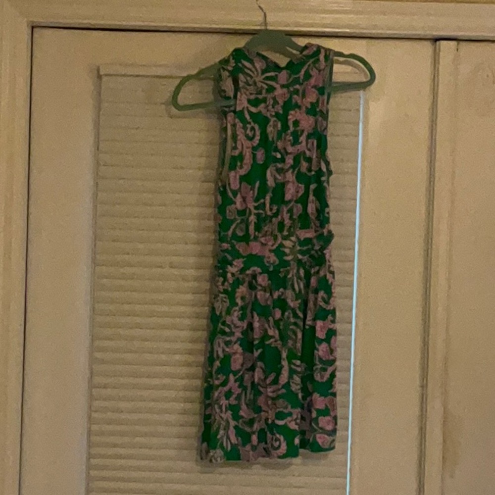 Lilly Pulitzer Green Dress with Pink Floral Design